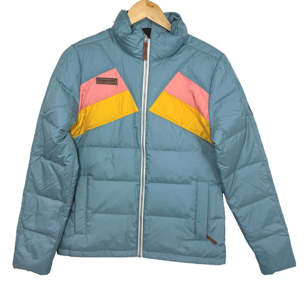 Obermeyer Teen Ember Down Ski Jacket Youth XL Retro Colorblock Aspen Puffer